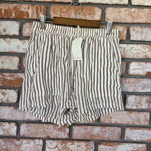 Love Notes Taupe and White Striped High Waist Shorts